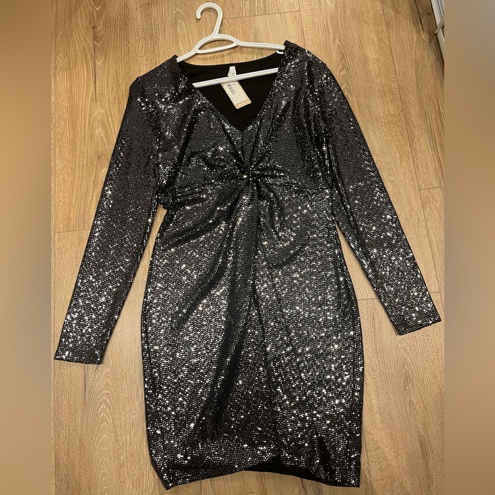 Black Sequin Mini Dress